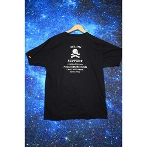 Neighborhood XLarge Shirt Mens XL Black Skull Support Graphic Made Japan